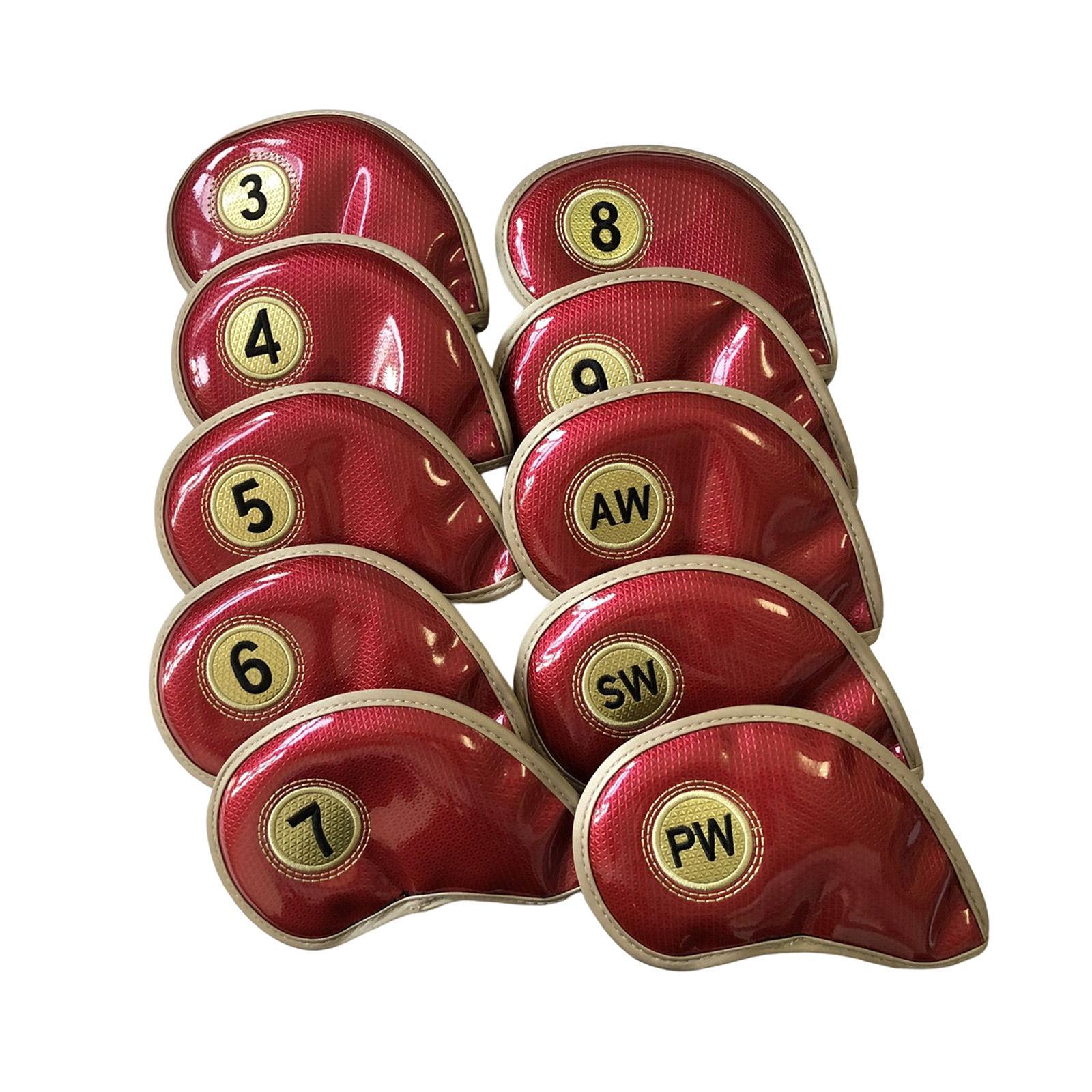 10x Golf Iron Headcover PU Golf Club Head Cover Golf Wedge Iron Protective Headcover for Unisex