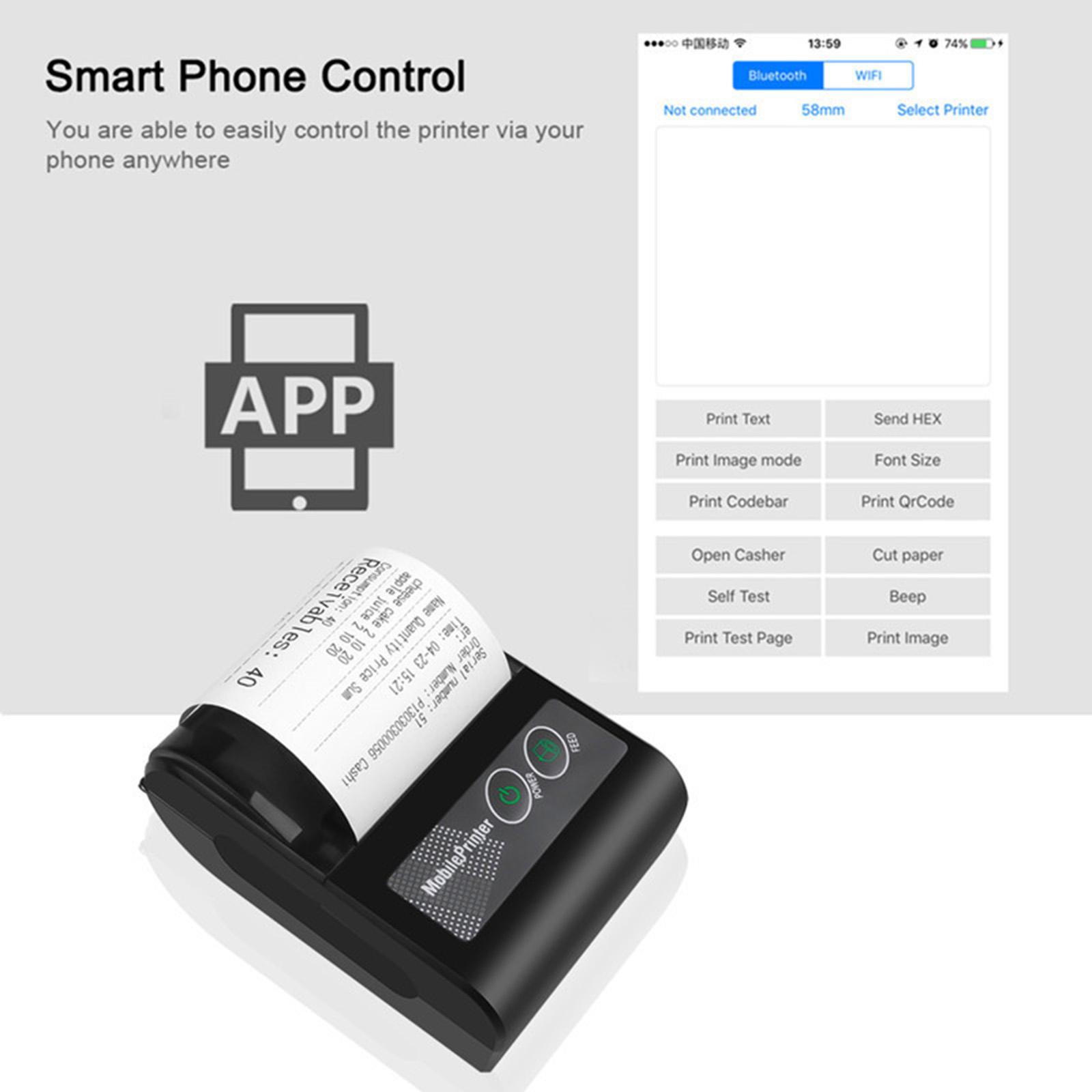 Black Bluetooth Printer Bill Thermal Receipt Printer Paper for IOS New