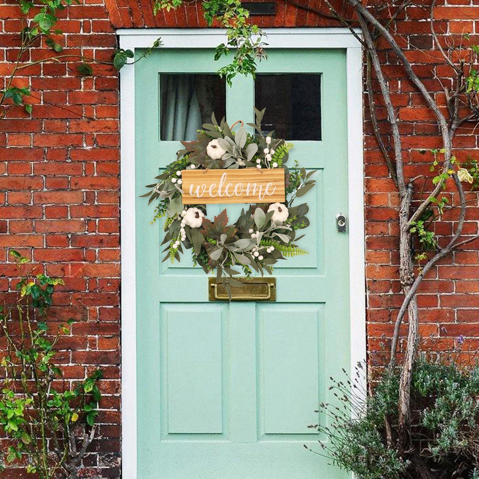 Artificial Wreath Decorative Large Green Wreath for Front Door Patio Window