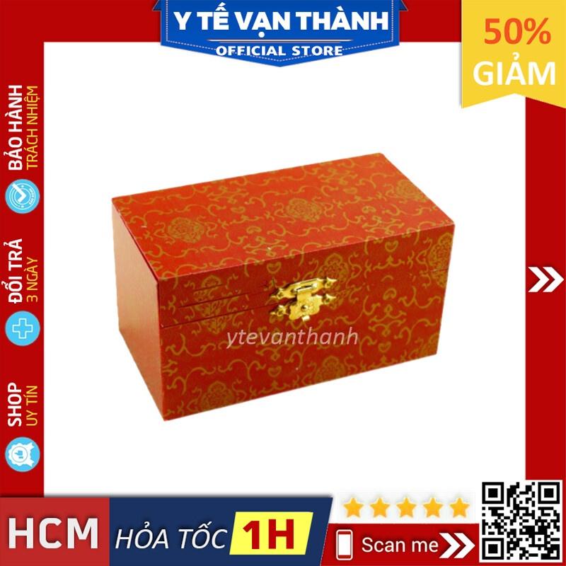 Hộp Quà Tặng Thủ Công Bìa Cứng, Màu Đỏ, Hoa Văn Vàng, Có Khóa -VT0942