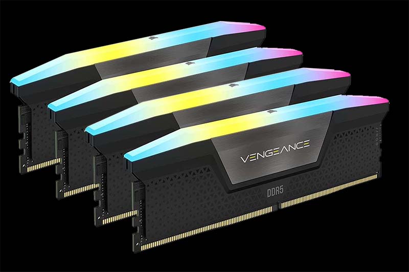 Bộ nhớ trong Corsair DDR5, 5600MHz 64GB 2x32GB DIMM, VENGEANCE RGB DDR5 Black Heatspreader, RGB LED, 1.25V - Hàng Chính Hãng