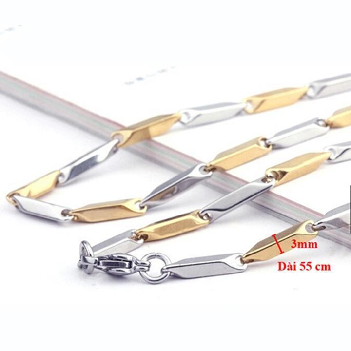 Dây chuyền nam titan cao cấp đẹp sang trọng inox thép không gỉ hỏa tiển trangsucpt cỡ 3mm PTDCNA29