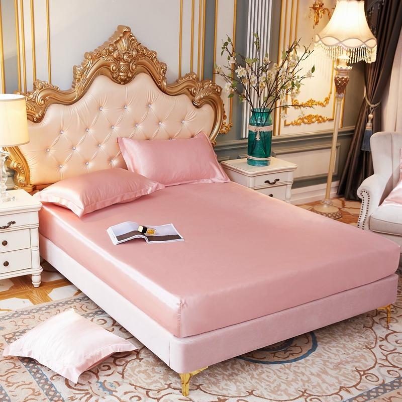 Lụa Satin Trang Bị Tấm Cao Cấp Bền Màu Bọc Nệm Thun Giường Bedsheet 160x200