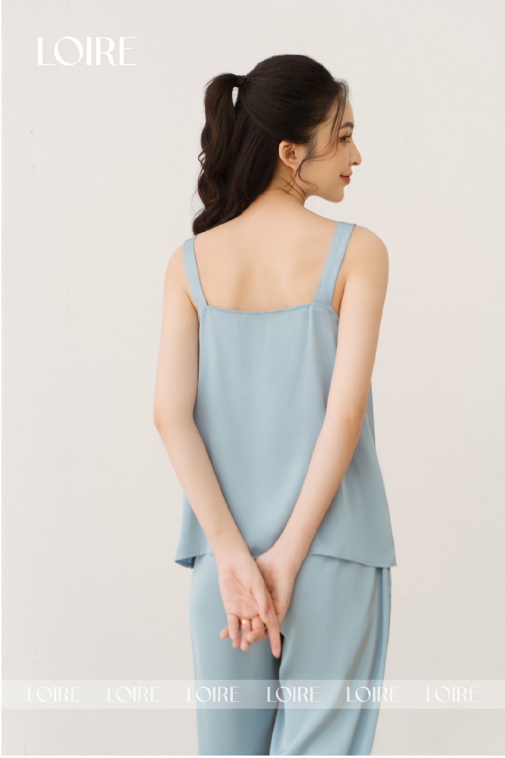 Bộ Đồ Ngủ Hai Dây Thắt Ngang Quần Culottes Loirechic BDN60