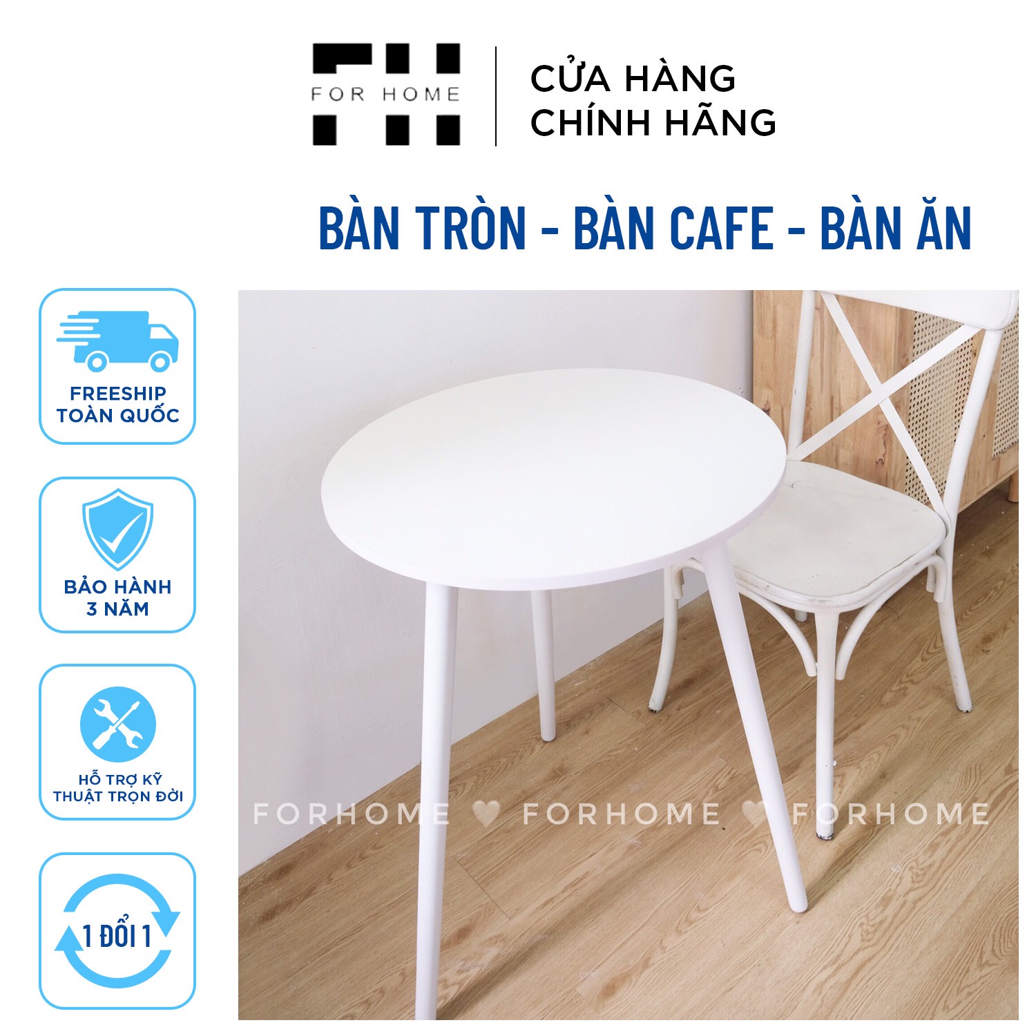 Bàn Trà Sofa Tròn Chân Gỗ Tự Nhiên Cao Cấp  Sơn Trắng️FREESHIP ️HÌNH THỰC TẾ ️ Sản phẩm của Nội Thất FOR HOME