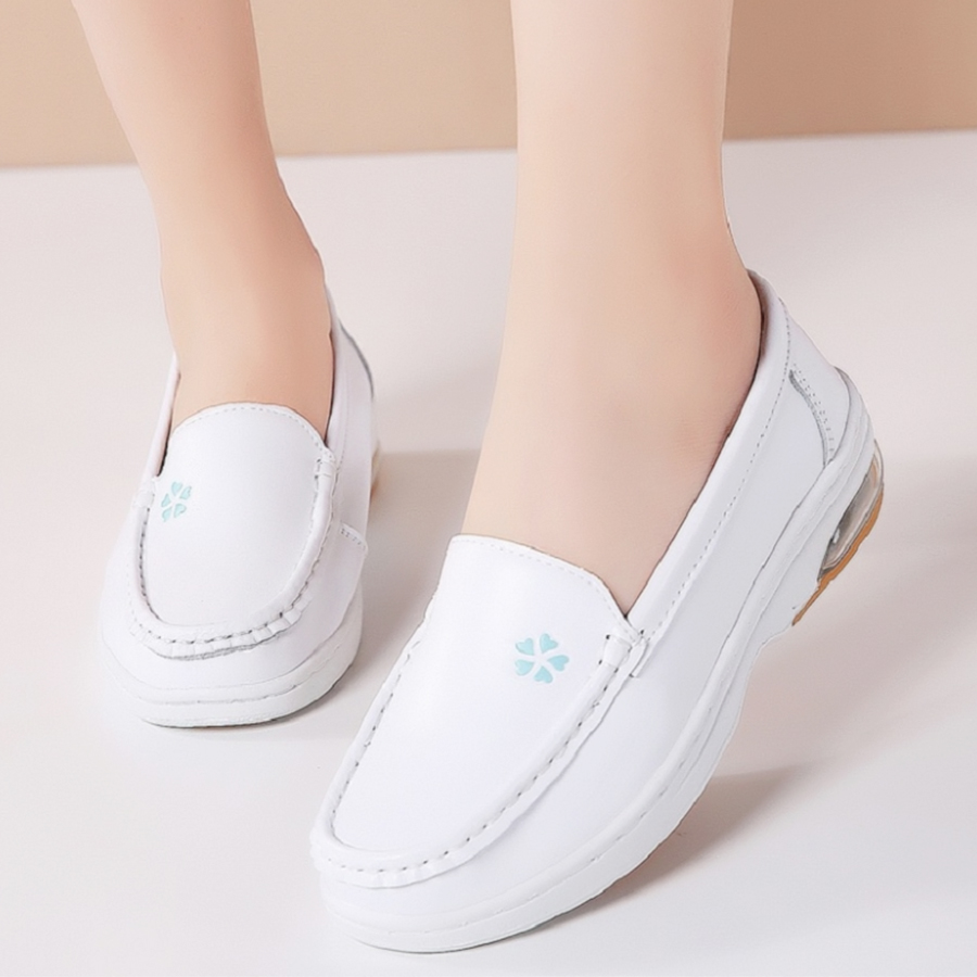 Ladies Air Cushion Casual Shoes White Soft Bottom Flat Nurse Shoes