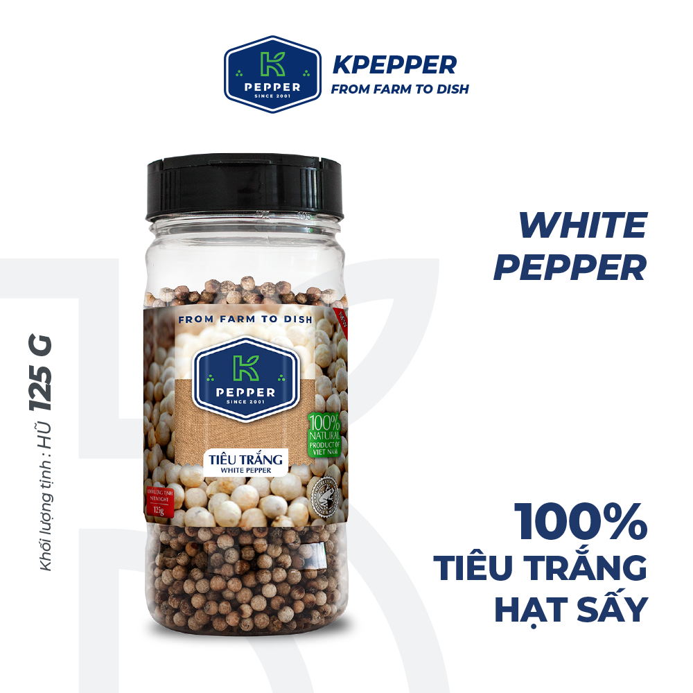 Tiêu Trắng Hạt K Pepper (125g / Hũ)