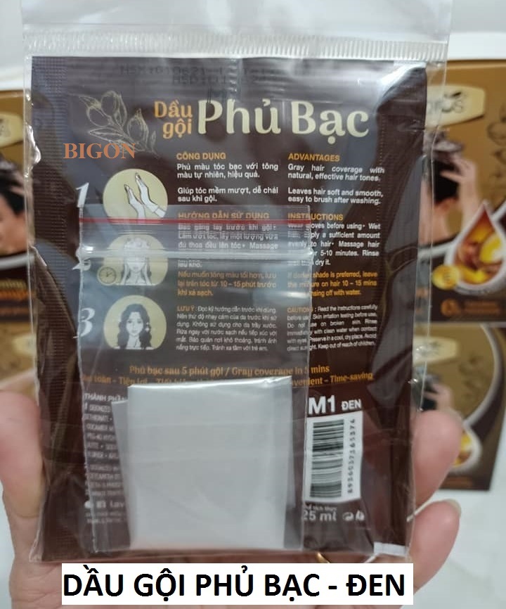 [Đủ Màu] Dầu Gội Nhuộm Tóc  Đen &amp; Nâu Phủ Bạc Siêu Dưỡng M.PROS Gói 25ml