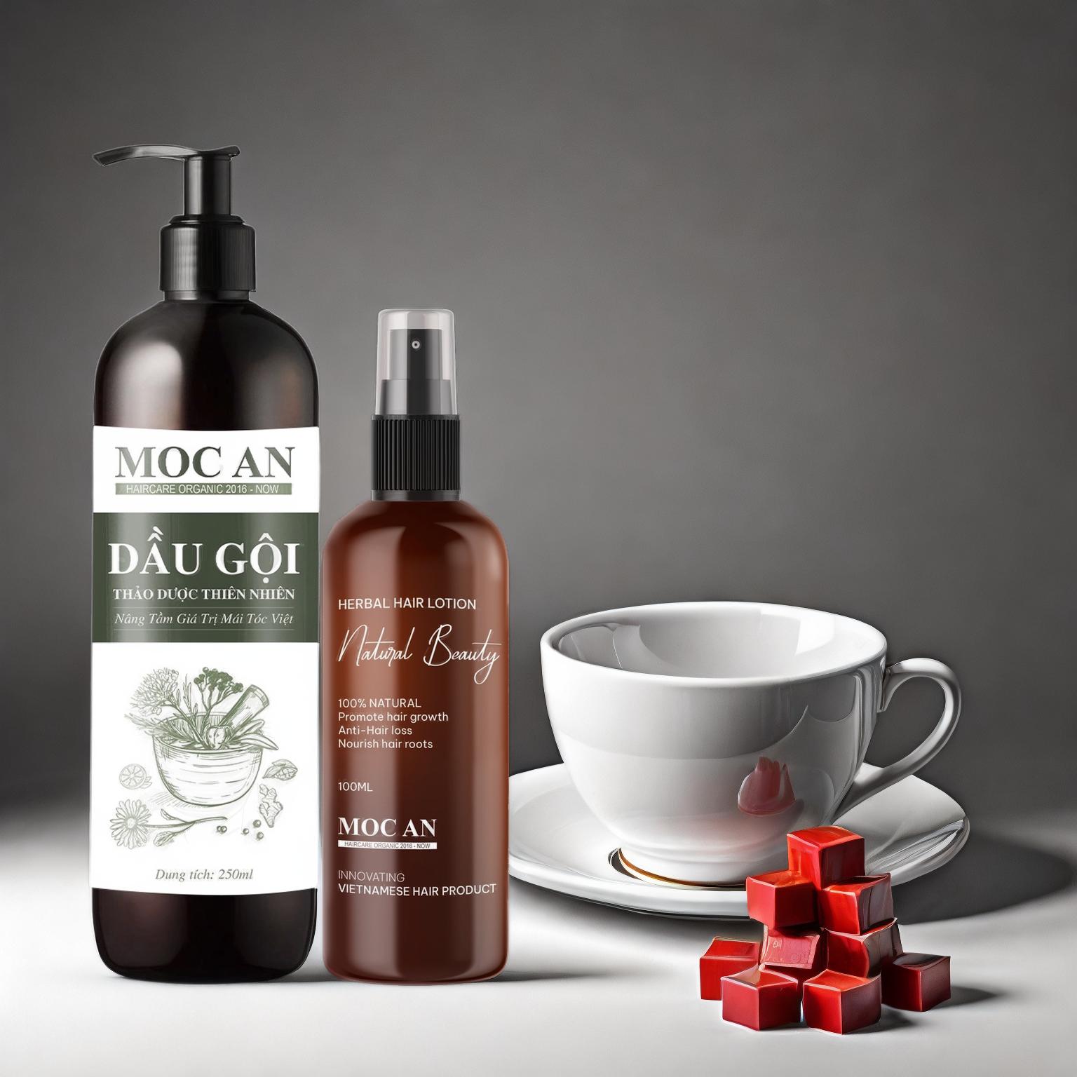 Combo Dầu Gội Thảo Dược Tinh Dầu Bưởi Xịt Tóc Natural Beauty Mộc Ân Haircare