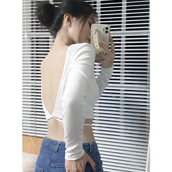 Áo Croptop tay dài hở lưng