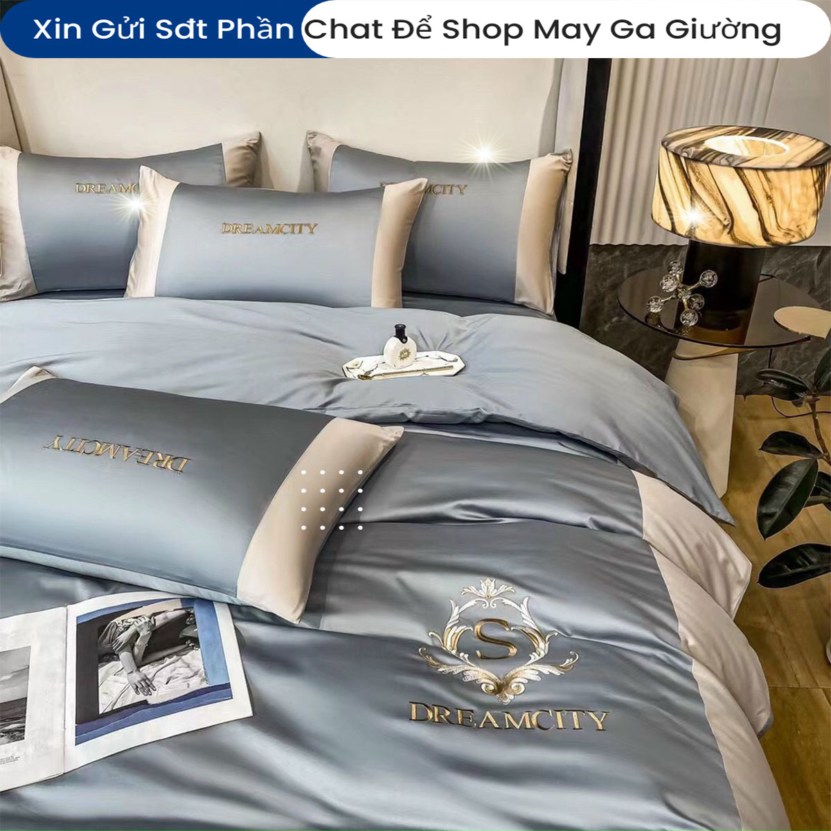 Bộ Chăn Ga Gối 5 Món Tencel  Lụa Cao Cấp Chuẩn Khách Sạn 5 Sao Bộ Ga Ra Drap Đệm Chăn Chần Bông Cao Cấp