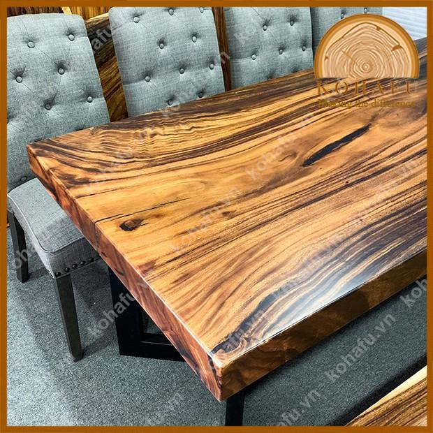 Mặt bàn gỗ me tây nguyên tấm, vuông vức vân đẹp dài 200 x rộng 86 x dày 8.5 (cm)