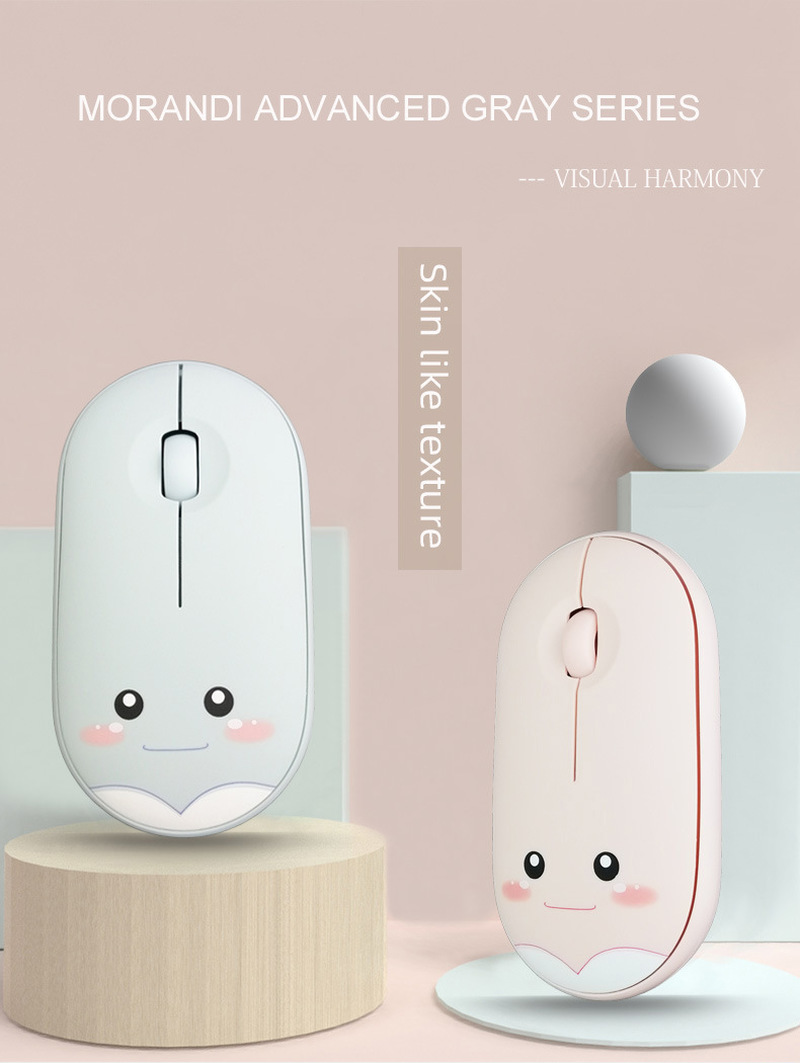 Chế Độ Kép Chuột Hoạt Hình Chuột Không Dây Bluetooth Máy Tính Im Lặng Sạc Chuột Với USB Mouse Thích Hợp Cho Máy Tính Laptop