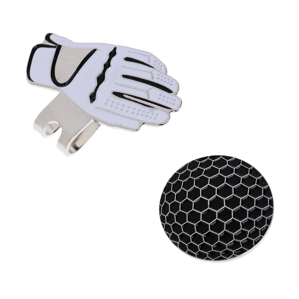 2xFunny Glove Design Golf Hat Clip with Magnetic Ball Marker Golfer Gift Black