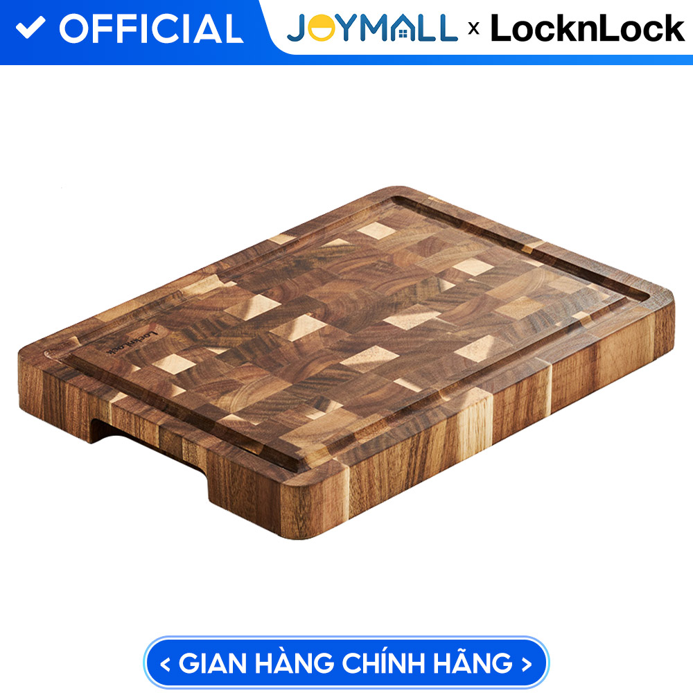 Thớt Gỗ Tràm Acacia LocknLock CKD076 - Hàng chính hãng, bề mặt cứng, có rãnh chống tràn, chống ẩm - JoyMall