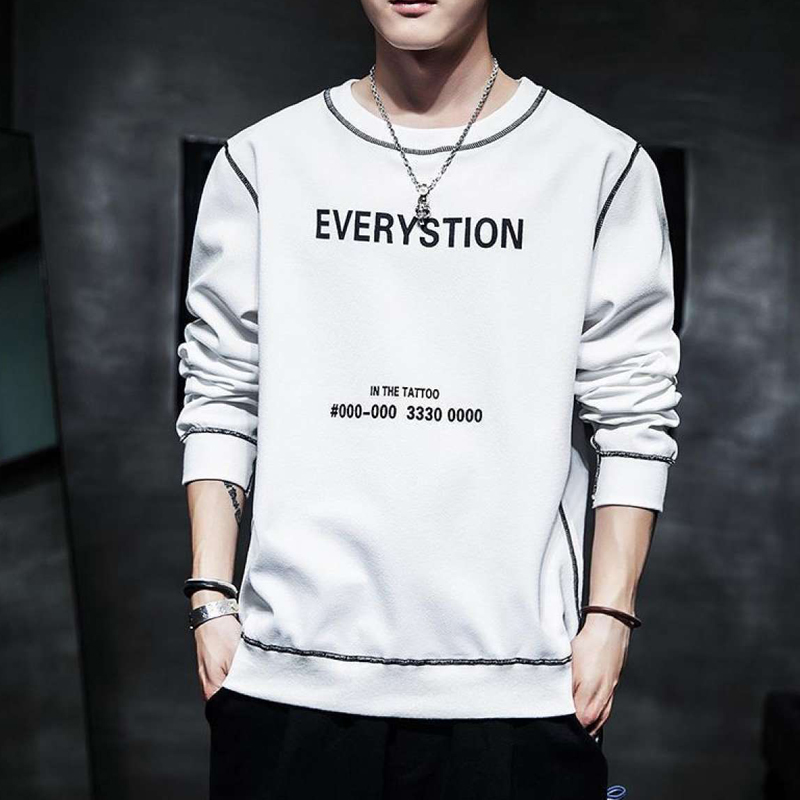Trend Men's Long-Sleeved Round Neck Pullover Student Youth Bottoming Shirt