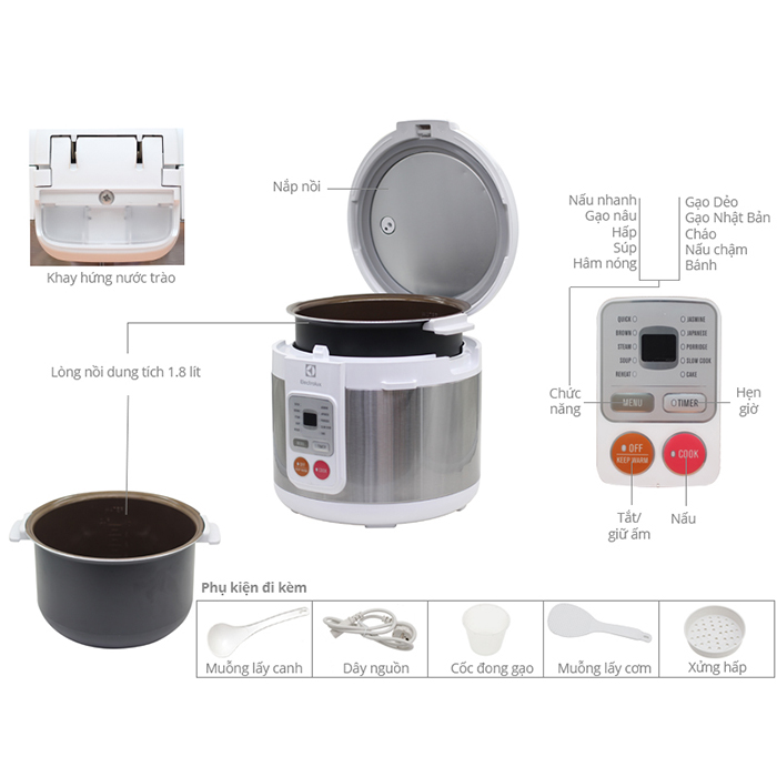 Nồi cơm điện Electrolux ERC3505 1.8L