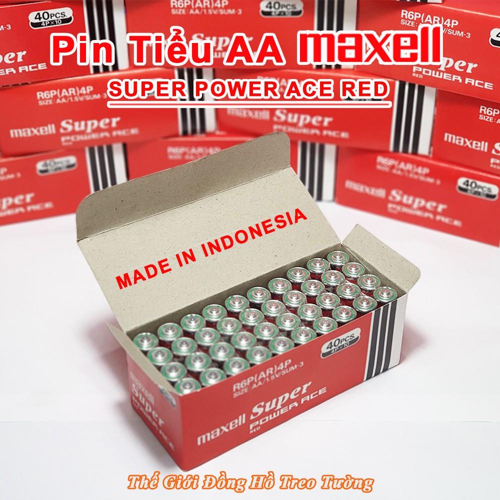 Pin tiểu Maxell AA Hộp 24 Viên Supper Power ACE Red  1.5V – Indonesia Vỏ Nhôm Chống chảy nước