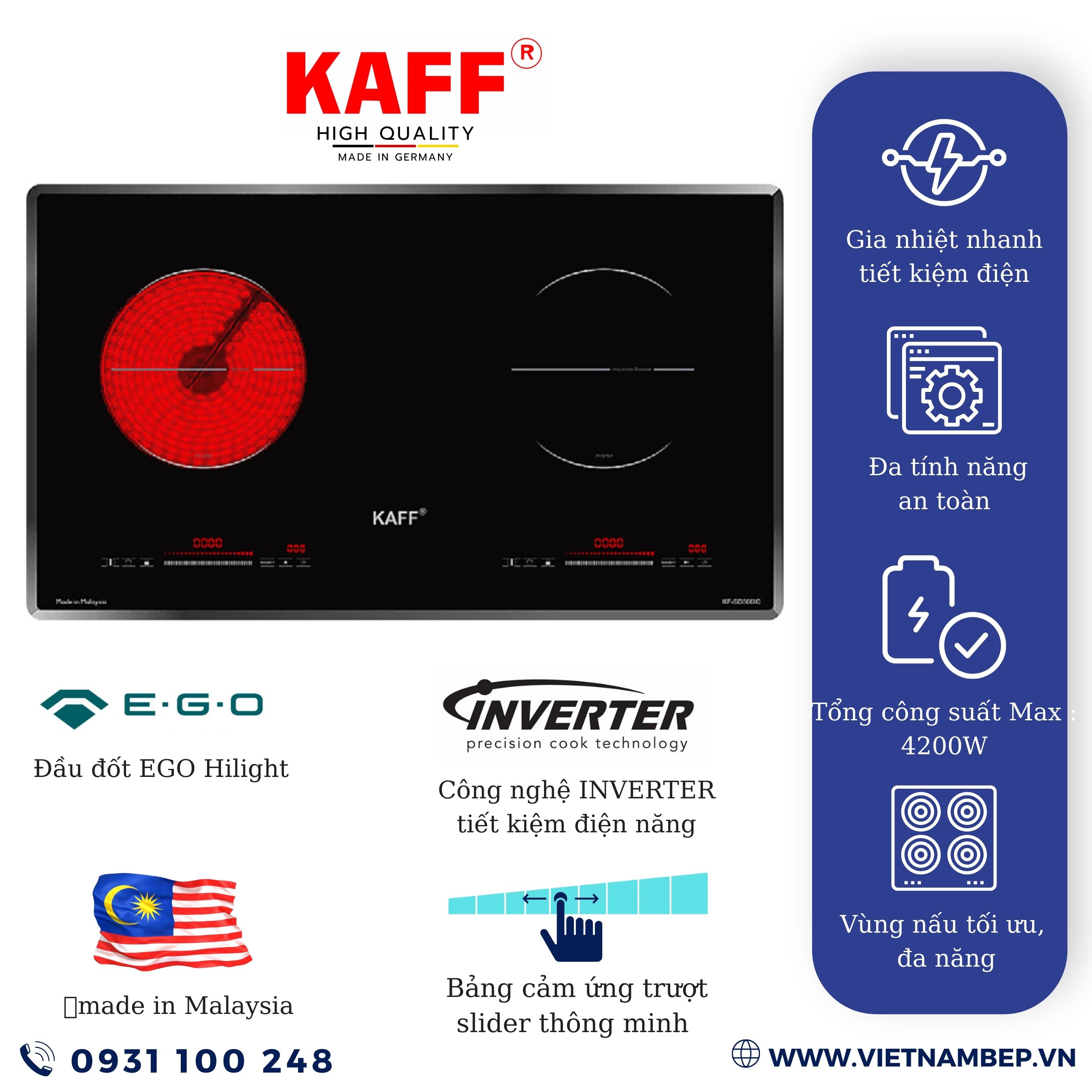 Bếp từ hồng ngoại kết hợp KAFF KF-SD300IC - Hàng chính hãng