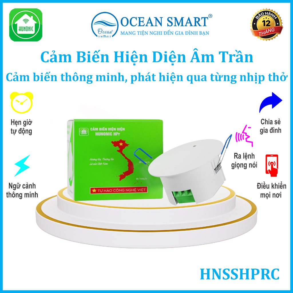 Cảm Biến Hiện Diện Thông Minh Hunonic, Cảm Biến Bật Tắt Đèn Nhà Vệ Sinh - HNSSHPR