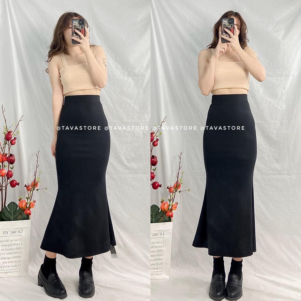 Chân váy dài loe thun
