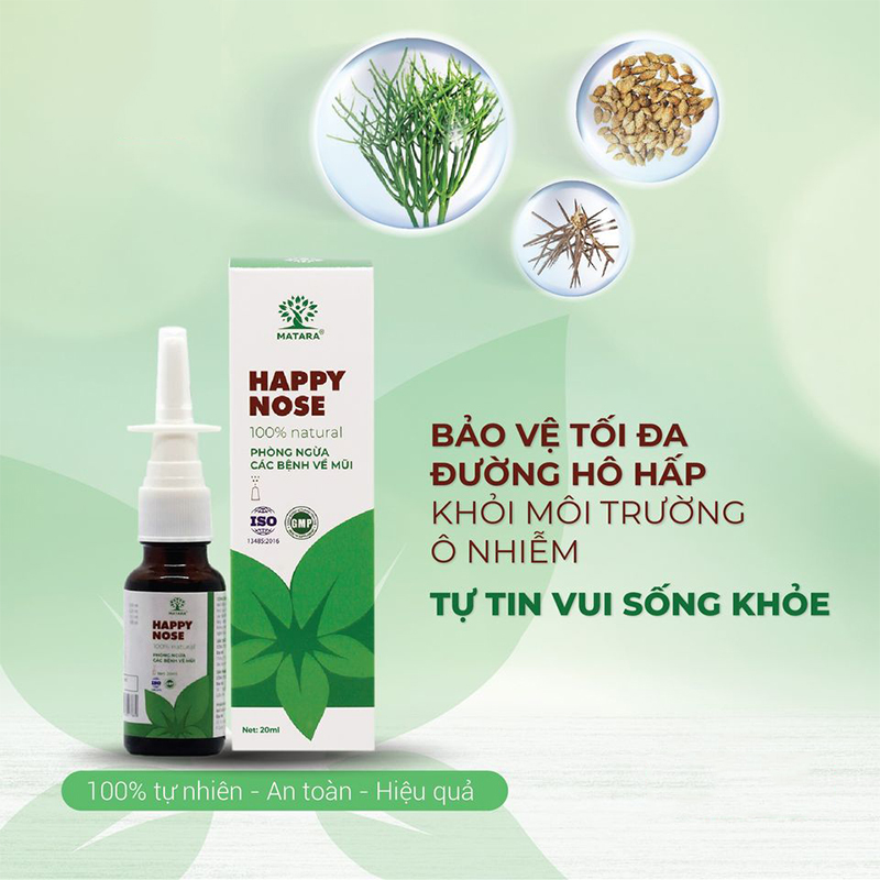 Combo 2 lọ xịt mũi viêm xoang Matara Happy Nose, Rửa mũi, xịt mũi thông xoang chống viêm, phù nề, hỗ trợ viêm xoang mãn tính. Tạo cảm giác tươi mát khi sử dụng