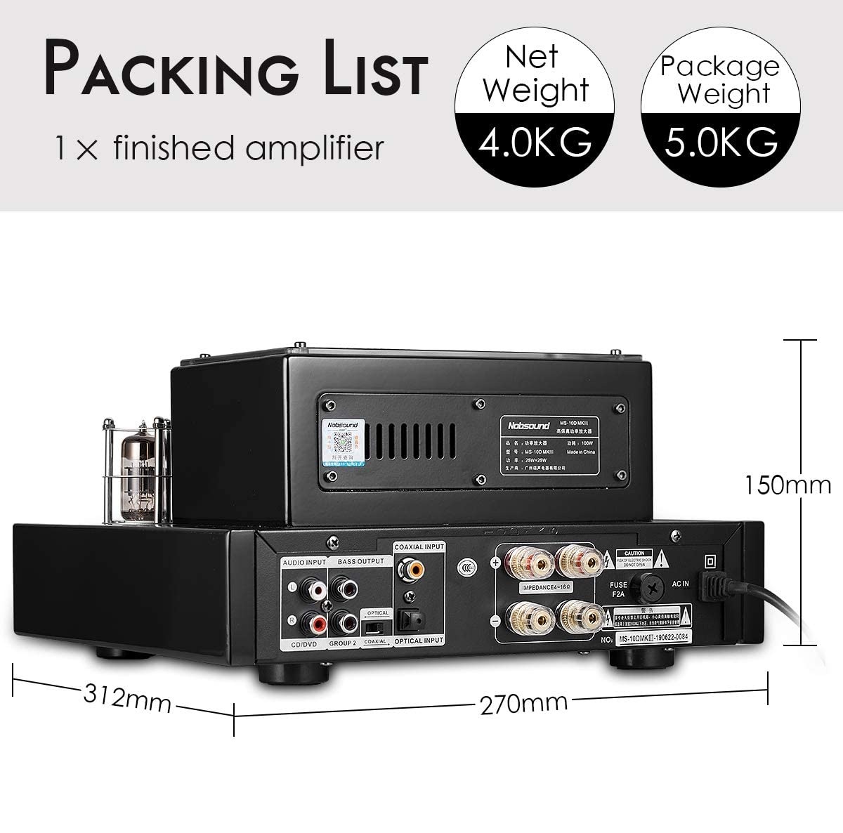 Amplifier Đèn Mini Bluetooth Nobsound MS-10DMKIII - Hàng Nhập Khẩu