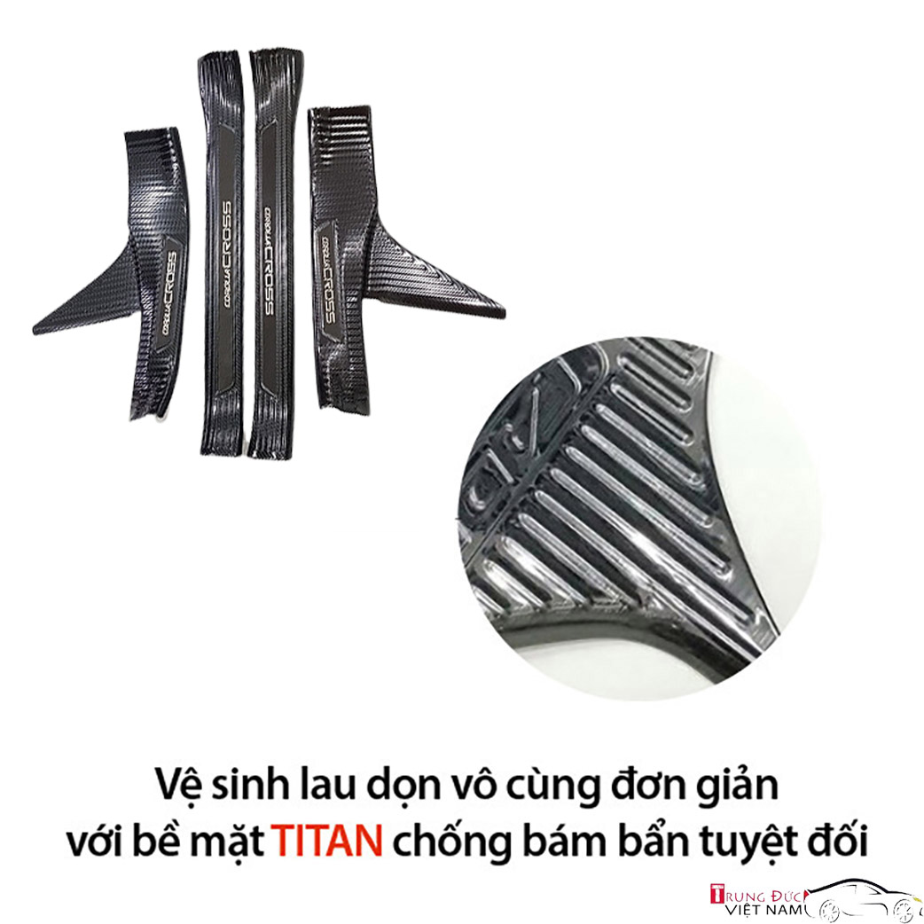 Ốp bậc cửa Titan dành cho xe ô tô TOYOTA CROSS - Hàng Chính Hãng TDVN