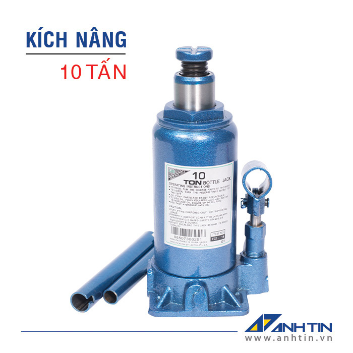 Con đội 10 tấn | Kích nâng xe ô tô xe tải | Kích thủy lực 10 tấn | Chiều cao nâng 125mm | Chiều cao ren 60mm