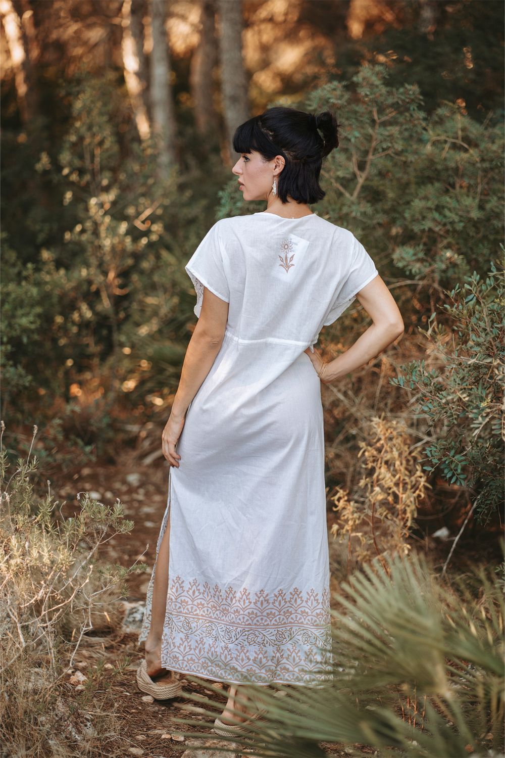 Maxi Trắng Ánh Kim Cotton Isla Bonita