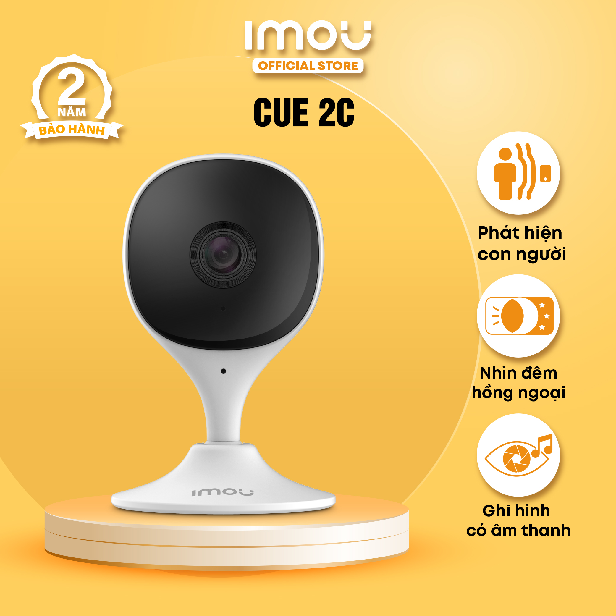 Camera Wifi Trong Nhà Imou Cue 2C I Phát Hiện Con Người I Phát Hiện Âm Thanh Bất Thường I Hàng Chính Hãng - Kèm Thẻ Nhớ 64Gb