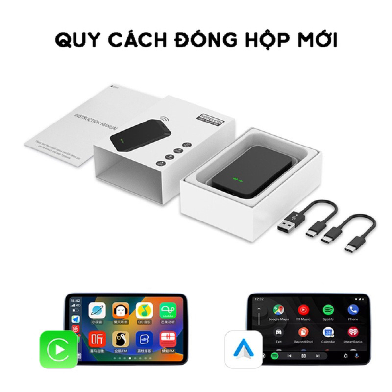 Carlinkit 5.0 2Air 2023 chuyển đổi Apple Carplay không dây + Android Auto Không dây 2 in 1 cho xe ô tô