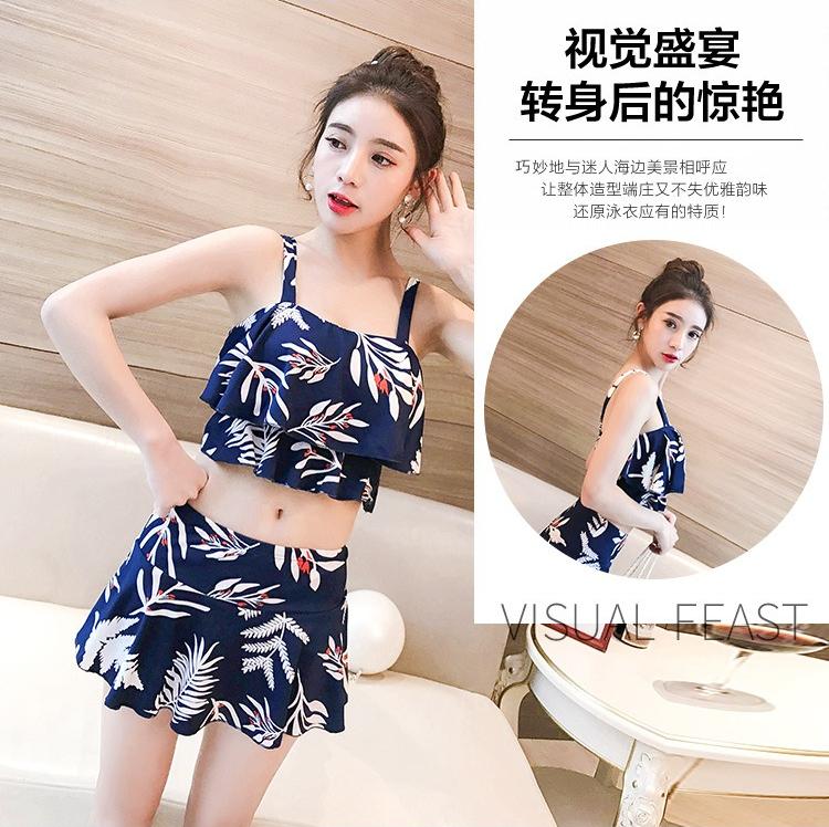Bikini 2 mảnh kín đáo có độn ngực, quần váy cạp cao che khuyết điểm, chất liệu mềm mại co giãn, đủ size từ 40-60kg