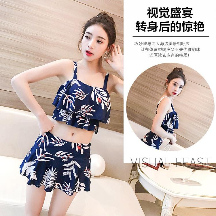 Bikini 2 mảnh kín đáo có độn ngực, quần váy cạp cao che khuyết điểm, chất liệu mềm mai co giãn, đủ size từ 40-60kg