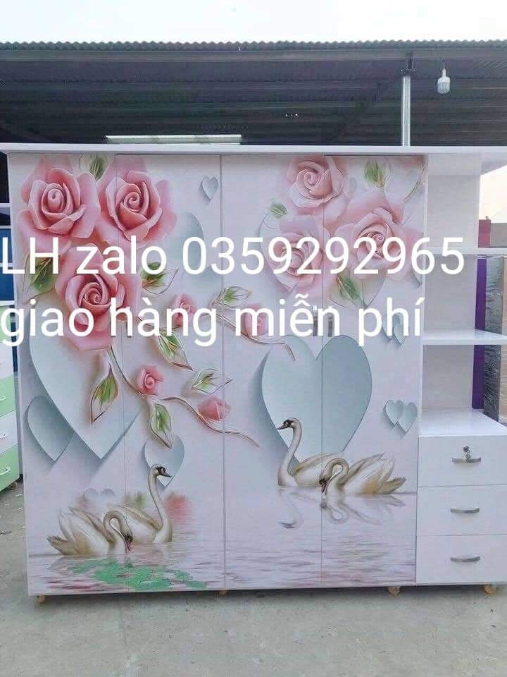 Tủ nhựa đài Loan 4 cánh 1 kệ in3D