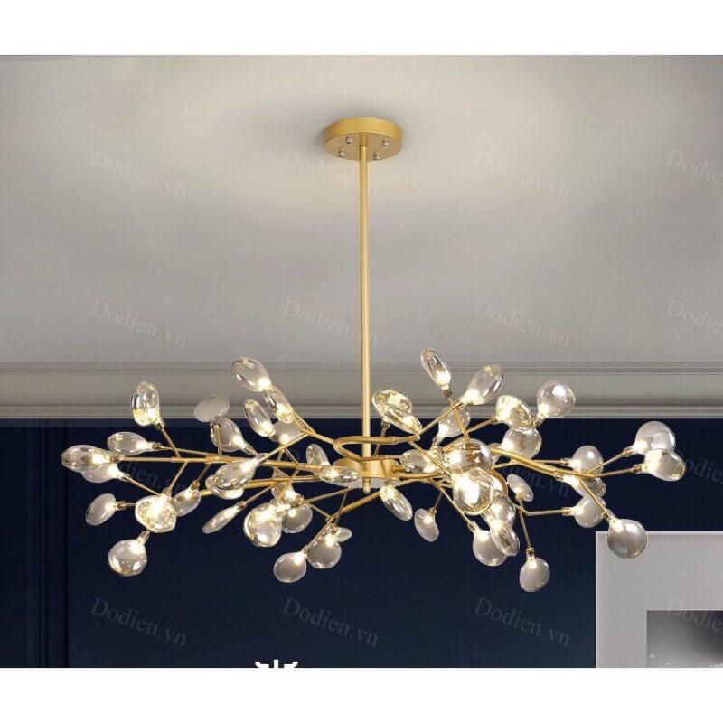 Đèn thả trần trang trí Hera đen 45 lá, decor trang trí trần nhà sang trọng, độc đáo