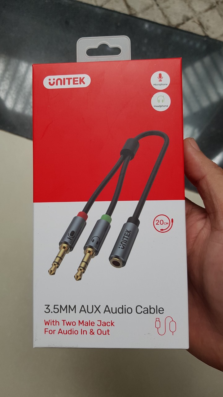 Cáp gộp audio và mic 3.5mm Unitek Y957ABK - Hàng nhập khẩu