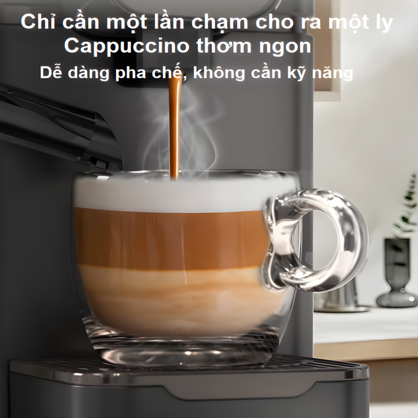 HÀNG CHÍNH HÃNG - Máy pha cà phê viên nén Nespresso tự động, Espresso, Cappuccino và Latte. Thương hiệu Mỹ cao cấp HiBREW - H15