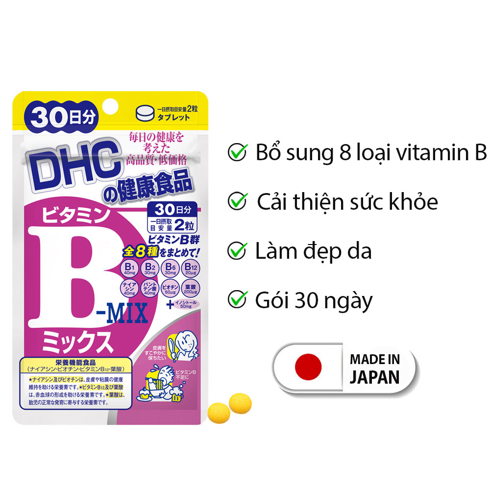 Viên uống Vitamin B tổng hợp DHC Nhật Bản thực phẩm chức năng bổ sung 8 loại vitamin B tốt cho sức khỏe và sắc đẹp JN-DHC-MIX