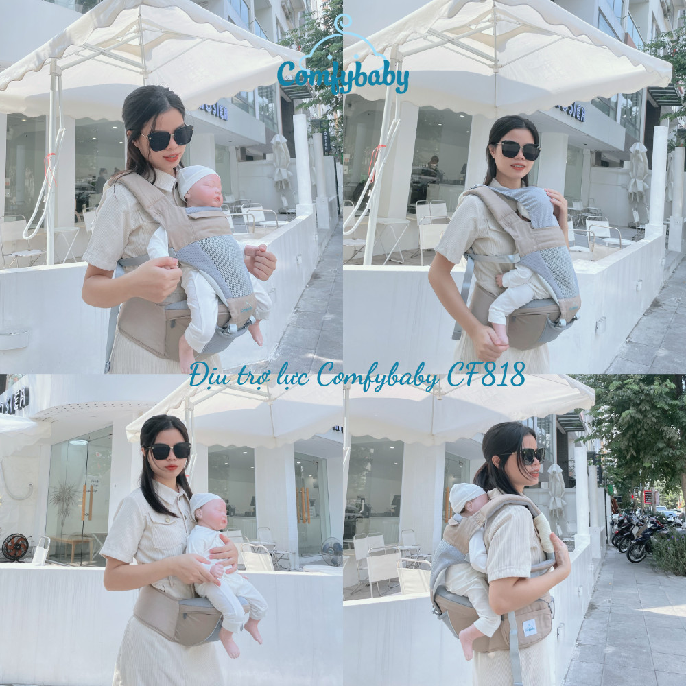 Địu ngồi trẻ em cao cấp siêu mềm 4 tư thế công nghệ Air Mesh thoáng khí - Comfybaby CF818