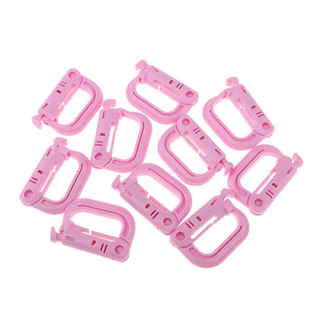 10pcs Plastic Locking Webbing Buckle Carabiner Climbing Hook