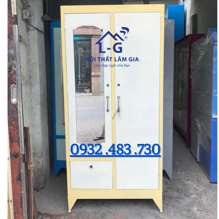 Tủ sắt quần áo sơn dầu cao 1m8 rộng 90cm