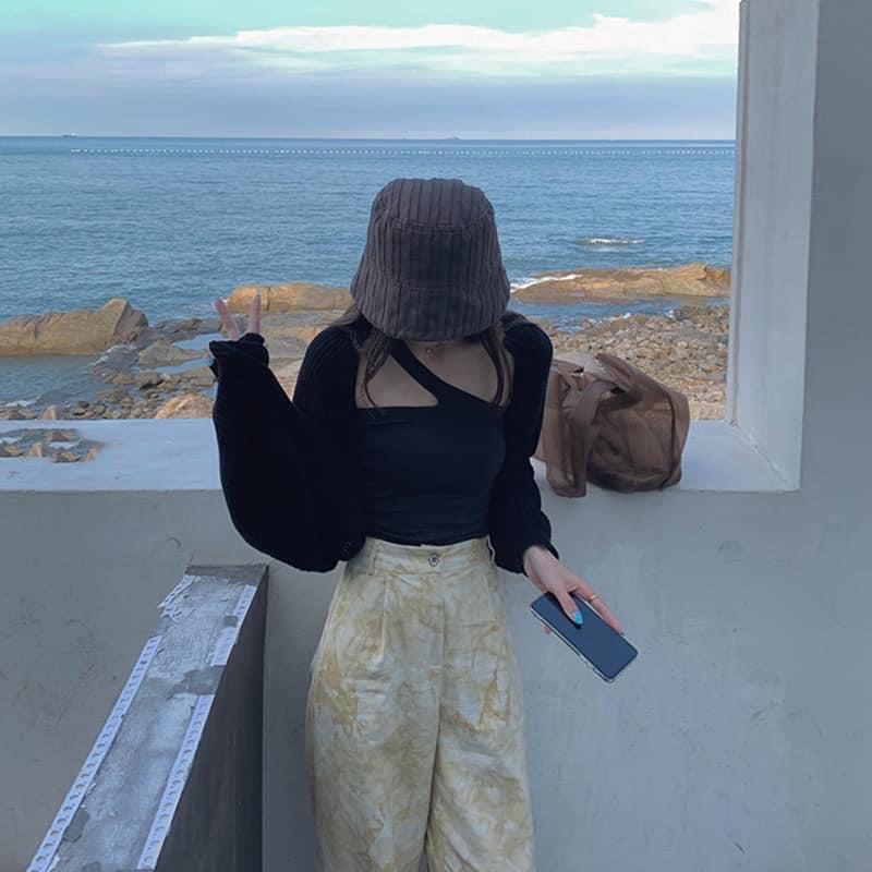 Áo khoác len cadigan nữ mỏng kiểu blackpink tay cánh dơi dáng croptop