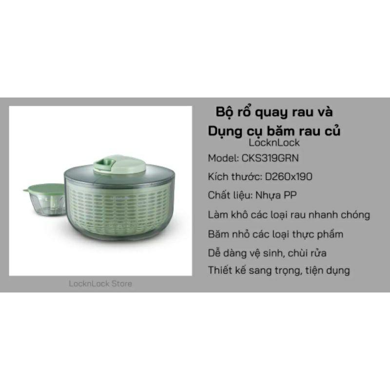 Bộ Rổ Quay Rau Kèm Dụng Cụ Băm Rau Củ Cao Cấp CKS319GRN