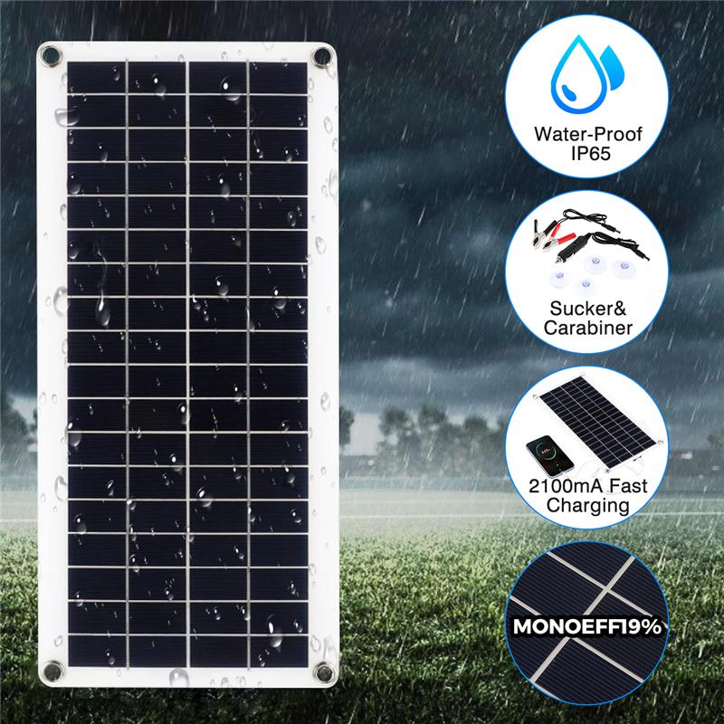 Bảng điều khiển năng lượng mặt trời linh hoạt 300W Bộ sạc pin 12V USB kép với bộ điều khiển 10A-60A Pin năng lượng mặt trời cho điện thoại Xe du thuyền RV Màu sắc: Bộ điều khiển 60A