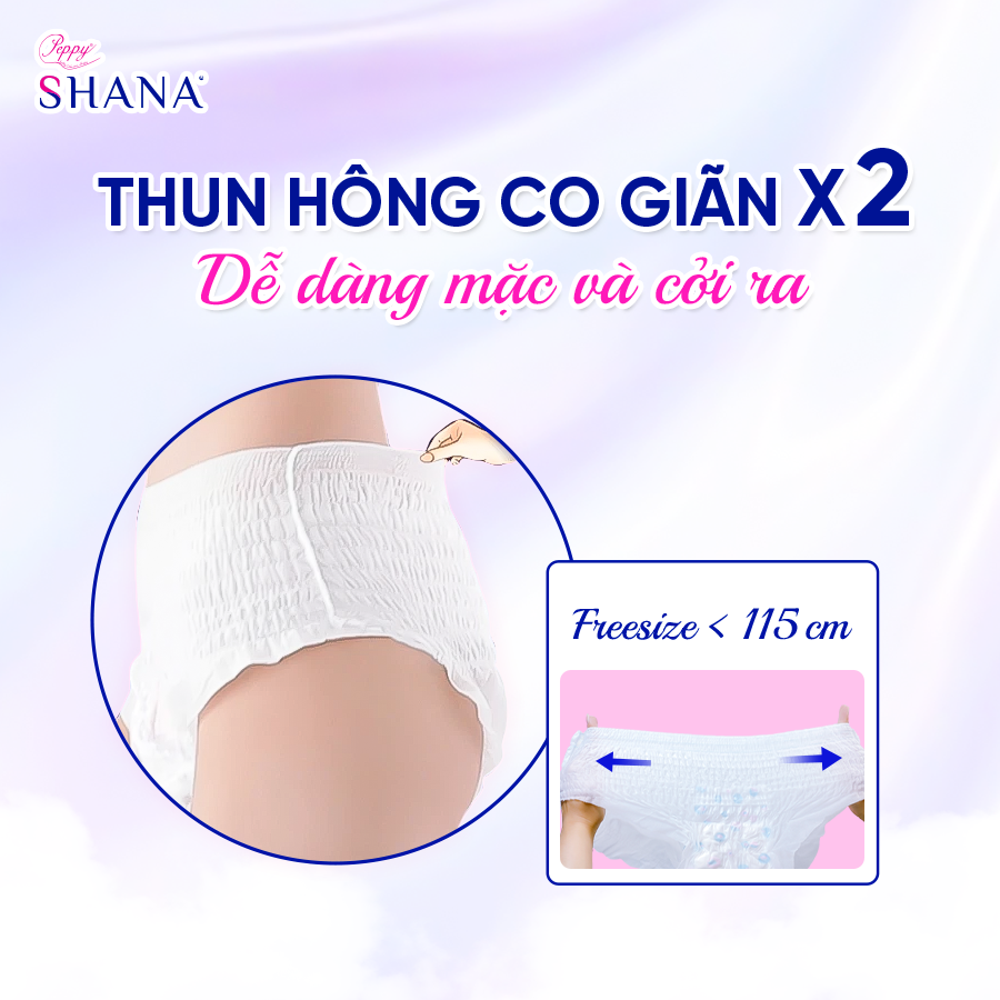 Băng Vệ Sinh Quần Peppy Shana Ngày Đêm Siêu Thấm, Freesize, Chống Tràn Tối Đa