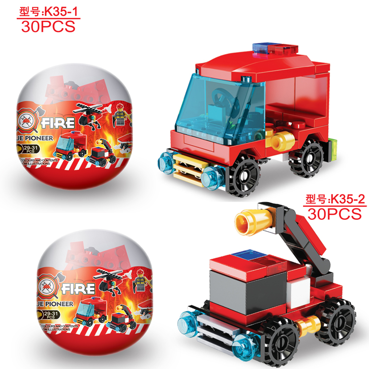 Bộ 6 Trứng Đồ Chơi Lắp Ráp Các Loại Xe Cứu Hỏa