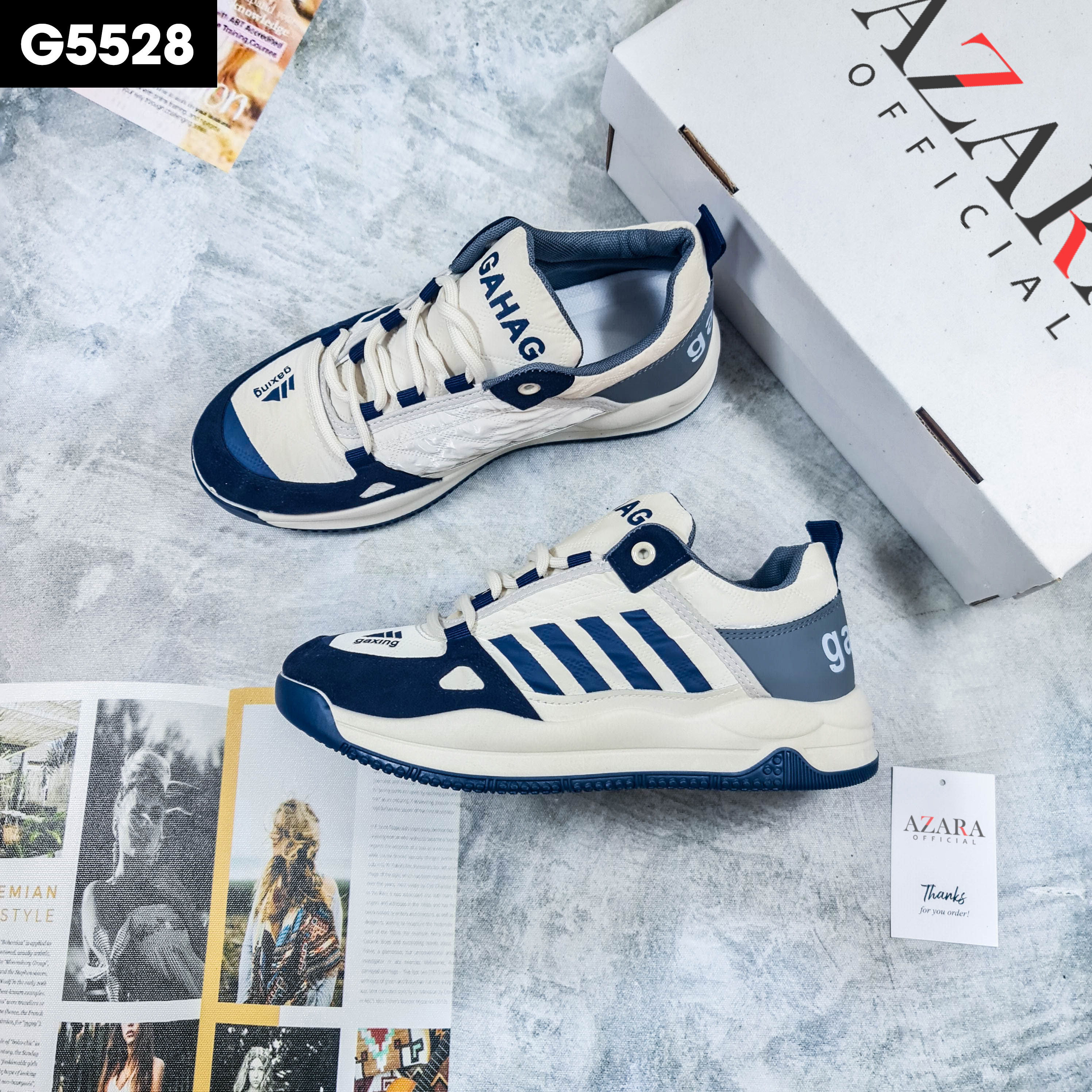 Giày Thể Thao Nam AZARA - Sneaker Màu Xanh Than - Năng Động Cá Tính, Dễ Phối Đồ Cho Nam - G5528