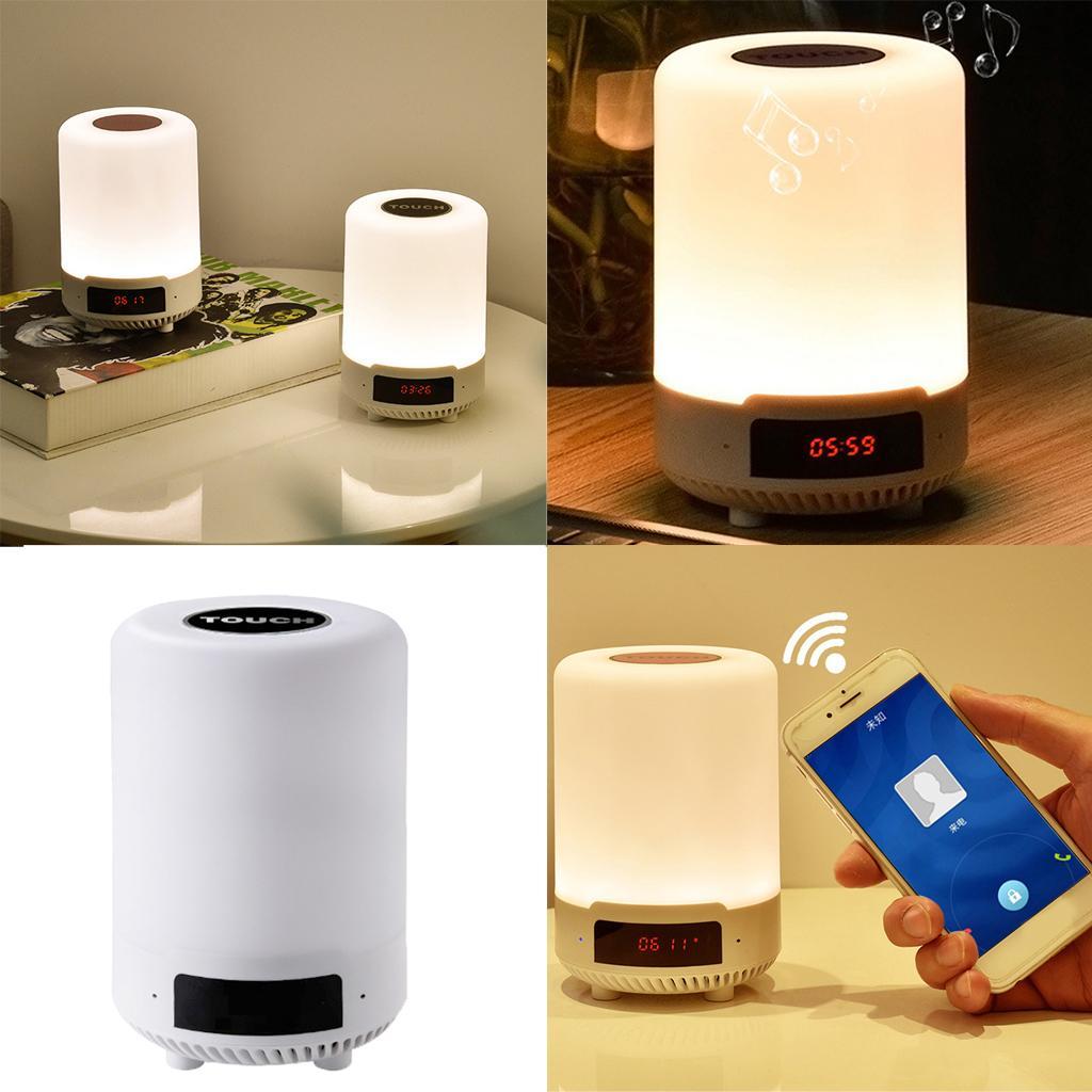 Wireless Colorful Night Light Lamp Bluetooth Speaker Alarm Clock Black
