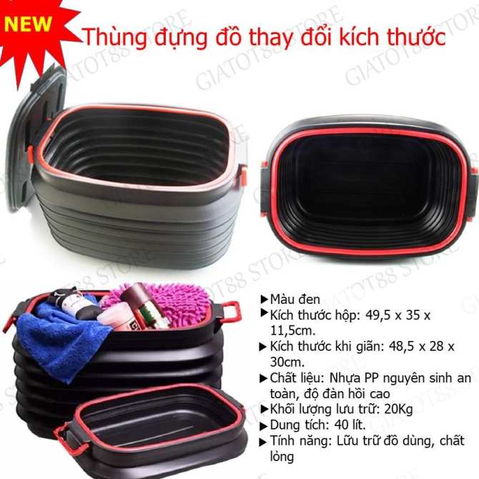 Thùng Đựng Đồ Gấp Gọn Đa Năng-Hộp Để Đồ Ô Tô 37L Chất Lượng Cao Chịu Tải Lớn - Hàng Loại 1 - Chính Hãng MINIIN